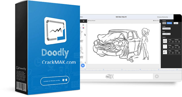 Doodly Crack is an animation software that allows users to create professional-looking videos using a variety of pre-designed characters, props, and backgrounds.